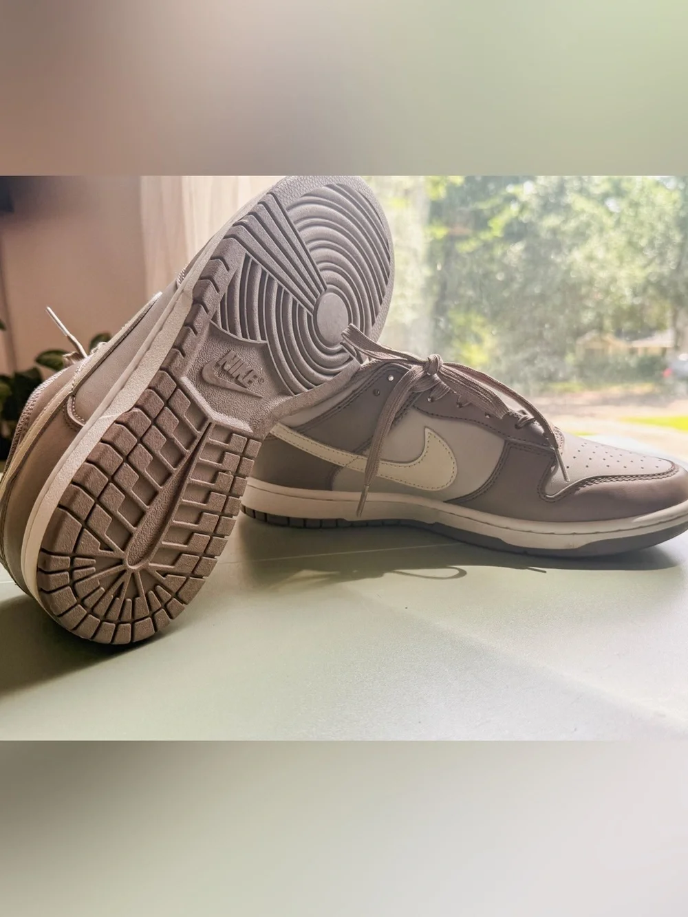 Nike Dunks Low-Top Sneakers in Taupe & White